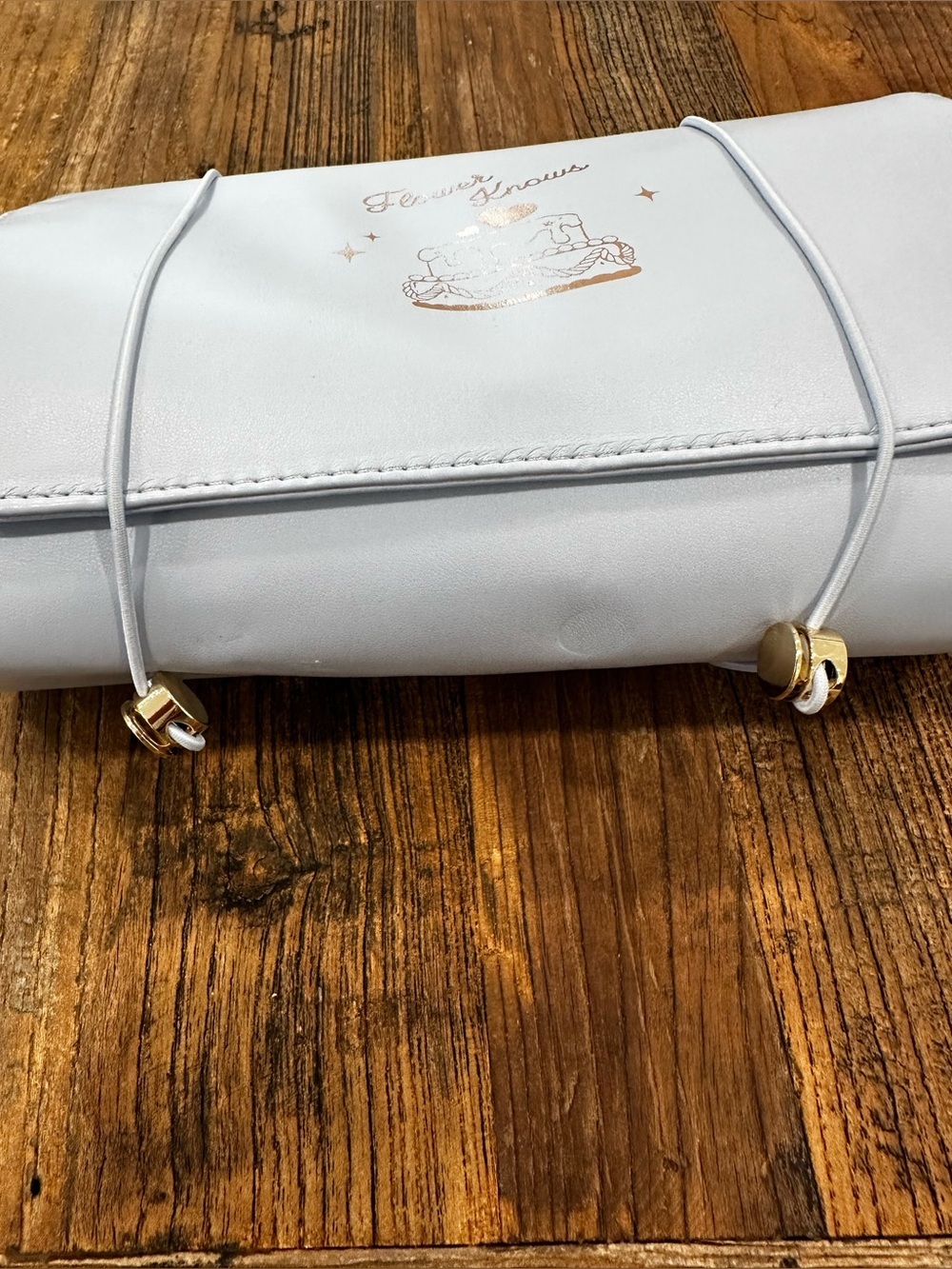 Light Blue Cosmetic Pouch with Gold Foil Accent - Picture 3 of 9